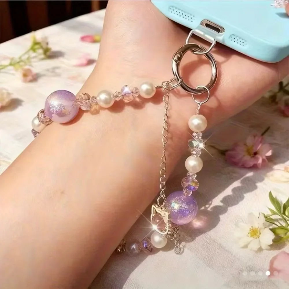 Luxury high-end crystal bead hand-held lanyard chain, phone wristlet strap